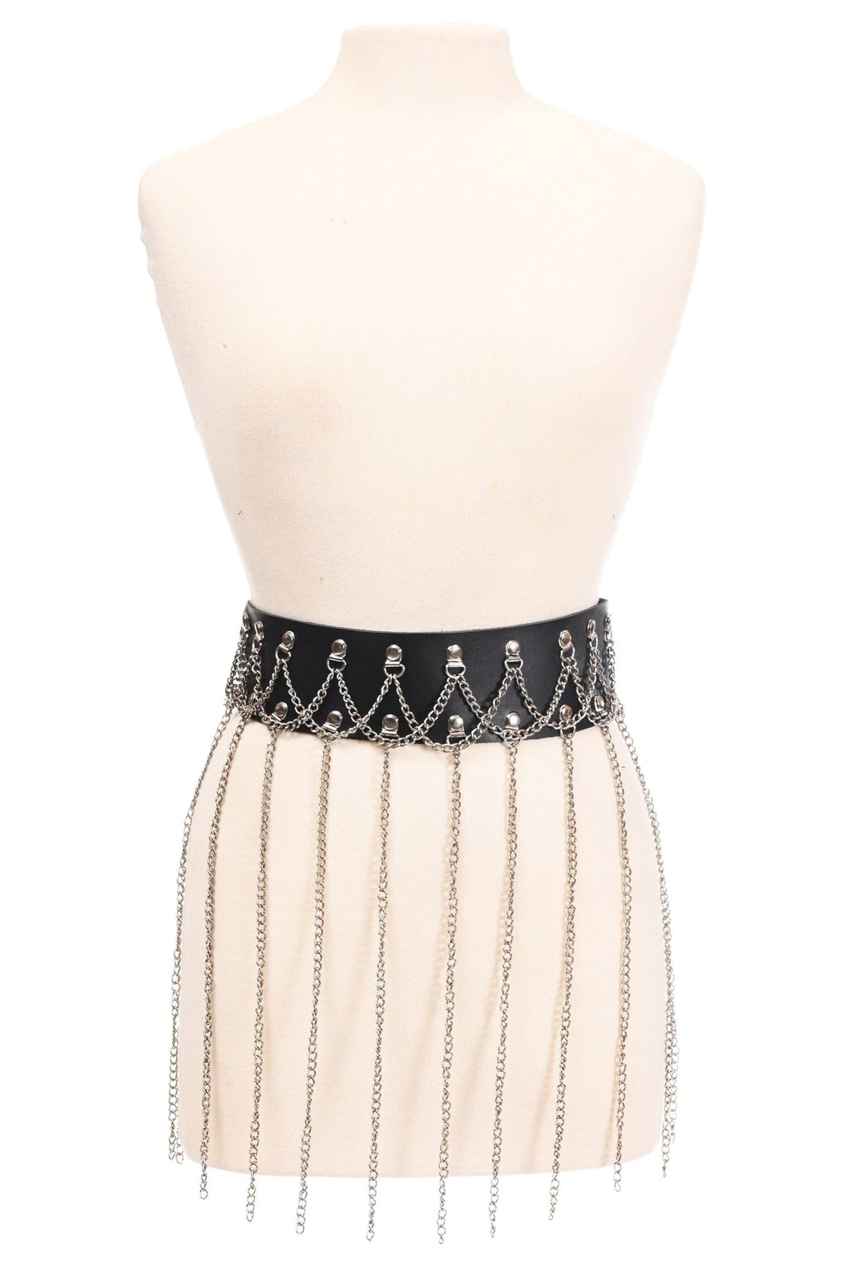 Daisy Corsets Black Faux Leather & Silver Chain Fringe Skirt - Daisy Corsets