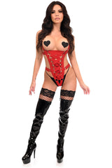 Daisy Corsets BOXED Red Stretchy Body Harness Bodysuit w/Silver Hardware