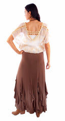 Honey creek brown ruffled gord skirt