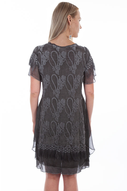 Honey creek charcoal layered capsleeve embellished dress