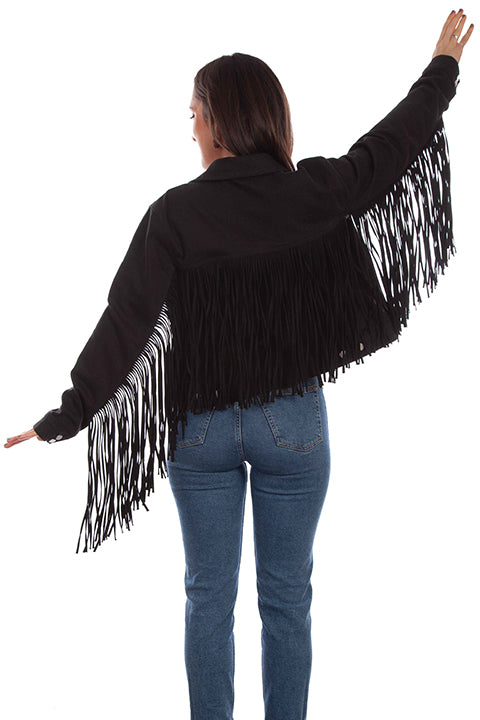 Scully Leather Black Denim Jacket W/Denim Fringe