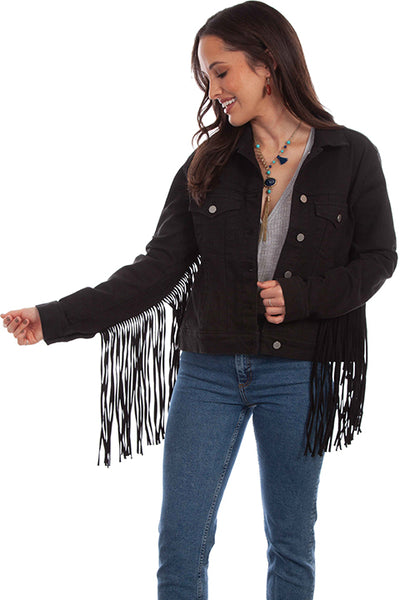 Dallas Cowboys Womens Black Denim Fringe Jacket - Black, S