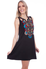 Honey creek black short dress w/embroidery - Scully Leather