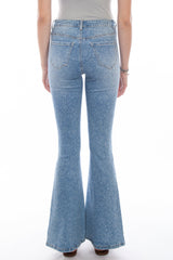 Honey creek blue bell bottom pants w/paisley print - Scully Leather