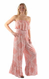 Honey creek dusty pink bandana print jumpsuit ruffle top