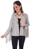 Honey creek light grey ultra suede fringe jacket