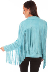 Honey creek turquoise ultra suede fringe jacket - Scully Leather