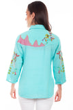 Honey creek turquoise double gauze emb. Blouse