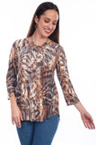 Honey creek tan microfiber print reversible top