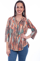 Honey creek turquoise microfiber print reversible top