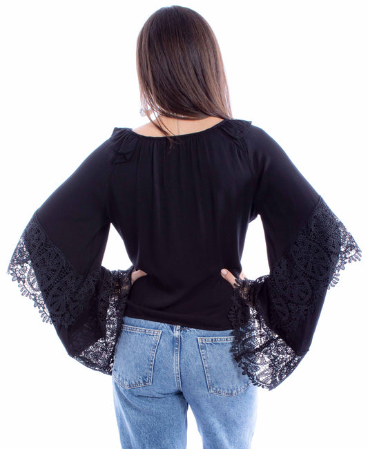 Scully Leather Honey Creek Crochet Bell Sleeve Top