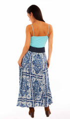 Honey creek blue wrap skirt w/denim waist band tie