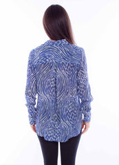 Honey creek blue blue zebra print blouse