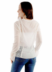 Honey creek white lace/knit top