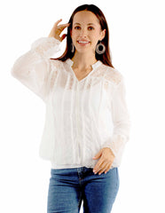 Honey creek white lace/knit top