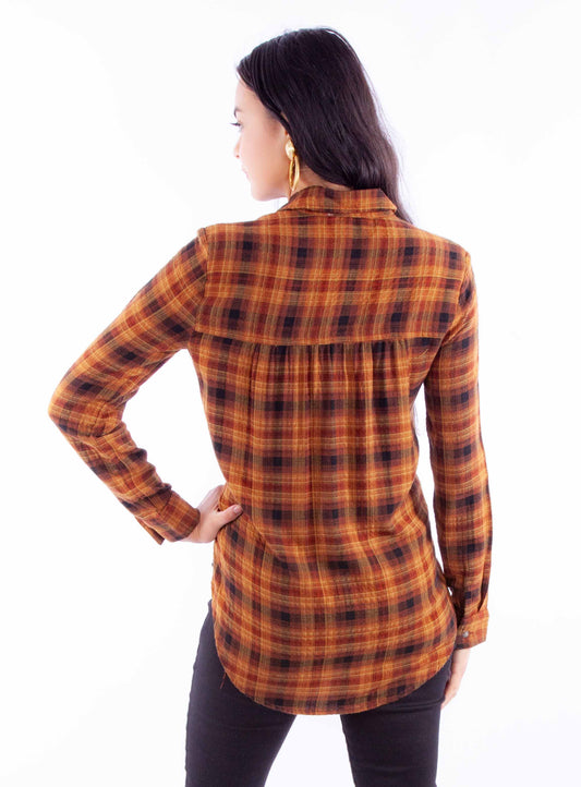 Scully Leather Honey Creek Ladies Seersucker Plaid Shirt