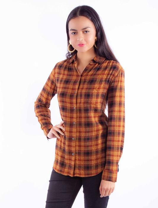 Scully Leather Honey Creek Ladies Seersucker Plaid Shirt