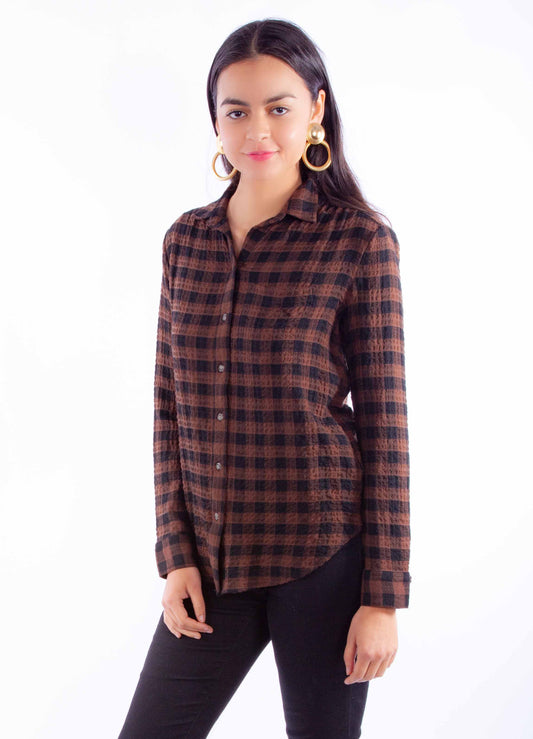 Scully Leather Honey Creek Ladies Plaid Button Up Top