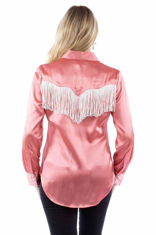 Scully Leather Honey Creek Solid Blouse With Piping/Fringe