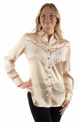 Scully Leather Honey Creek Solid Blouse With Piping/Fringe