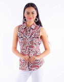 Scully Leather Red S/L Paisley Western Top Hc936