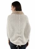 Scully Leather Ivory Lace Up Back Cardigan W/Faux Fur Trm Hc969