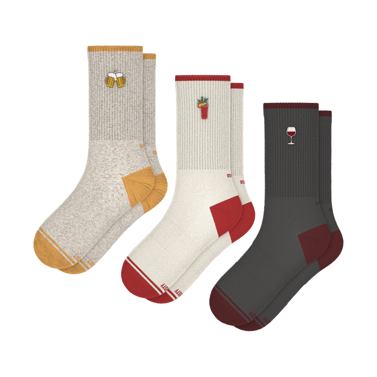 The Happy Hour | Heel Hammock™ Crew Socks 3 Pack