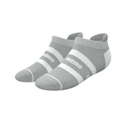 The Haze | Grey and White Stripe Heel Hammock™ Ankle Socks