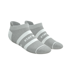 The Haze | Grey and White Stripe Heel Hammock™ Ankle Socks