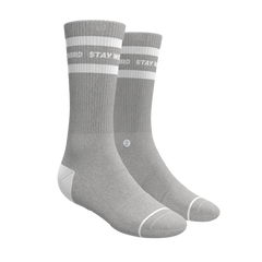 The Haze | Grey and White Stripe Heel Hammock™ Crew Socks