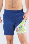 The Hot in Havana | Tropical Navy Ball Hammock® 7 Inch Athletic Shorts