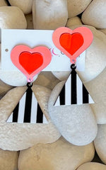 Earring: Acrylic Mirrored Heart/Striped Triangle Earrings