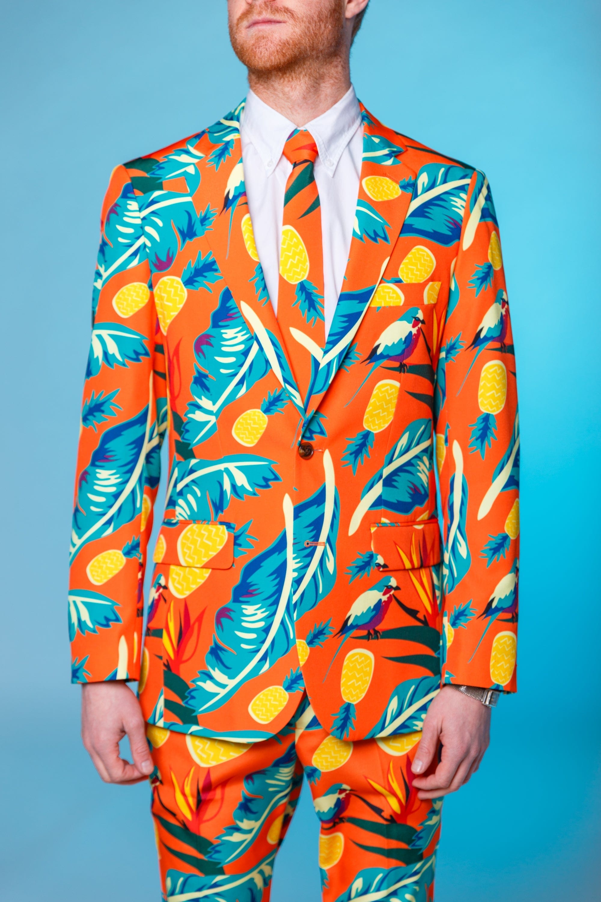 The Cruise Ship Casanova | Orange Hawaiian Suit - Shinesty