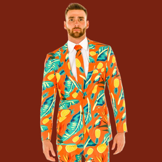 The Cruise Ship Casanova | Orange Hawaiian Suit - Shinesty