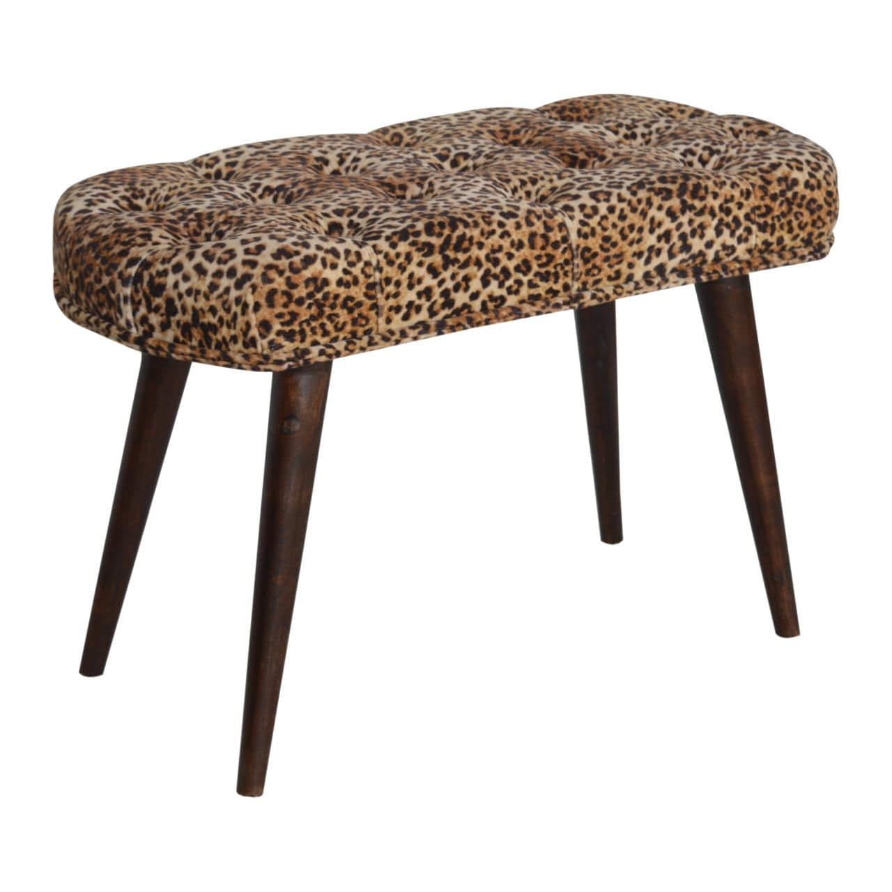 Leopard Print Deep Button Bench - Artisan Furniture