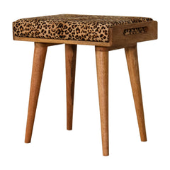 Artisan Leopard Velvet Tray Style Footstool