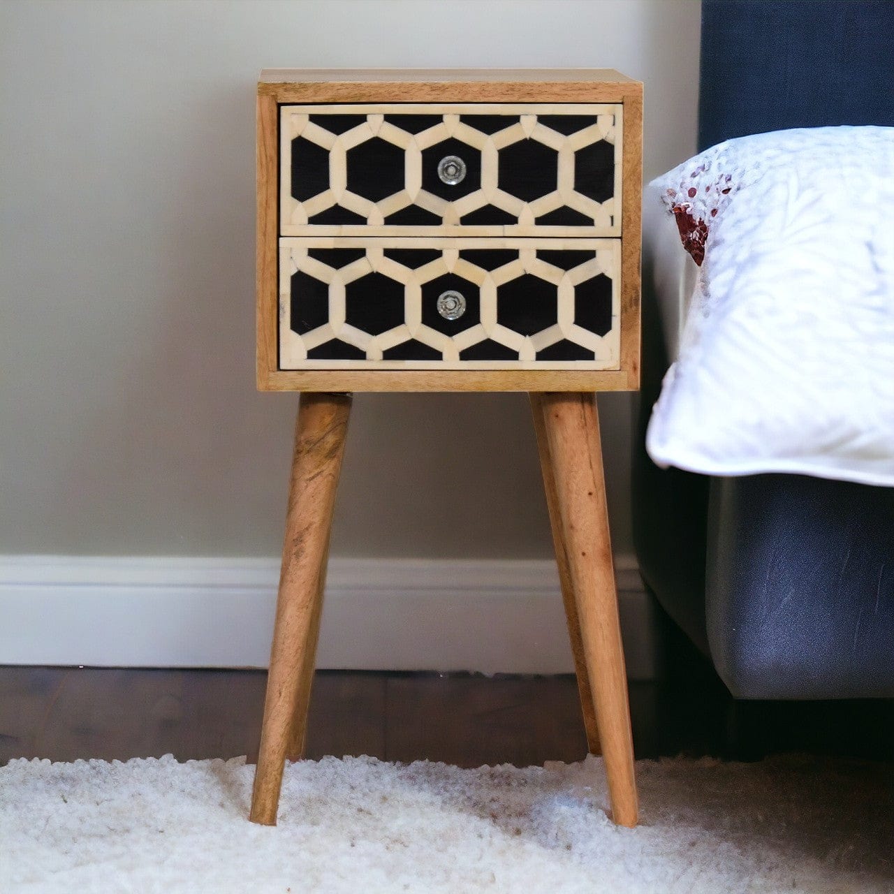 Mini Bone Inlay 2 Drawer Bedside