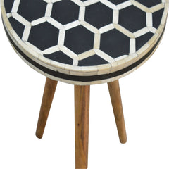 Artisan Bone Inlay Tripod Stool