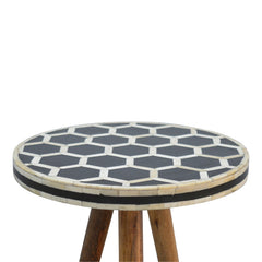 Artisan Bone Inlay Tripod Stool