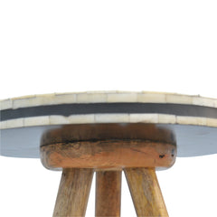 Artisan Bone Inlay Tripod Stool