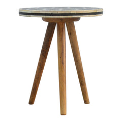 Artisan Bone Inlay Tripod Stool