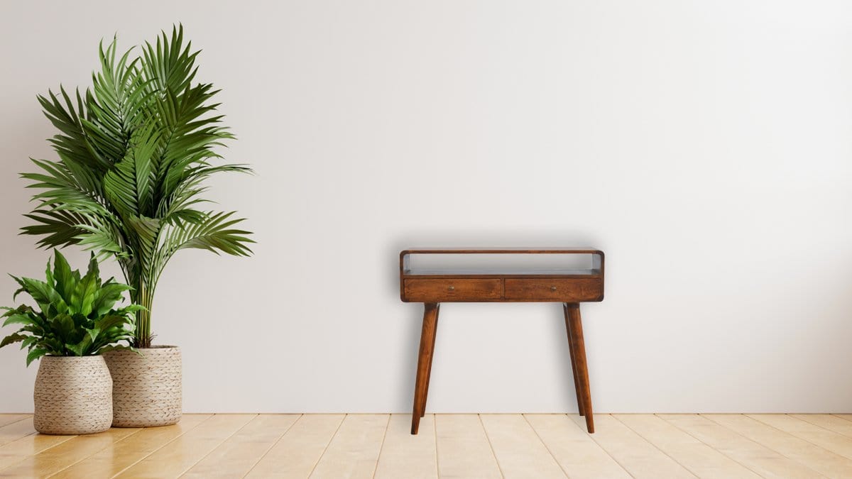 Curved Chestnut Console Table - Artisan Furniture