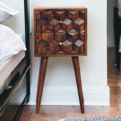 Mini Chestnut Cube 2 Drawer Bedside