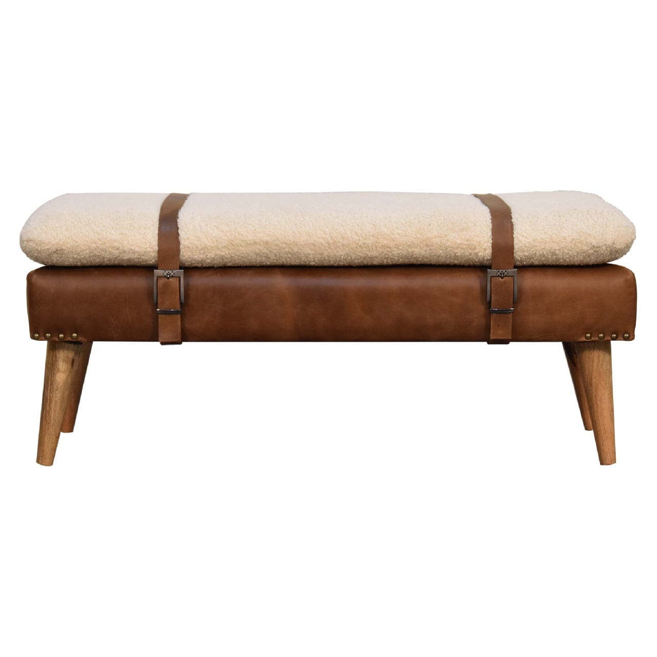 Boucle Buffalo Hide Leather Bench - Artisan Furniture