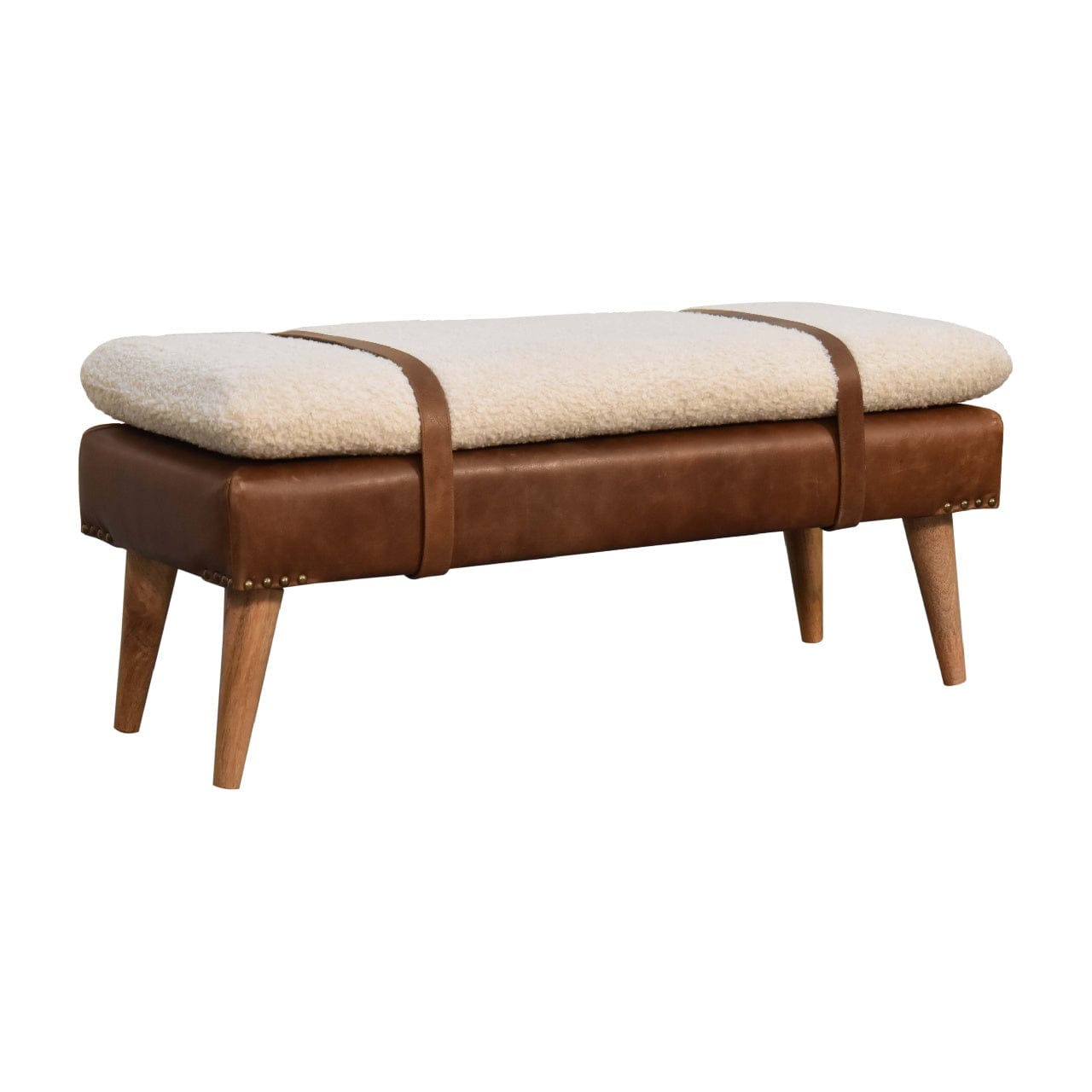 Boucle Buffalo Hide Leather Bench - Artisan Furniture