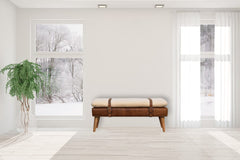 Boucle Buffalo Hide Leather Bench - Artisan Furniture