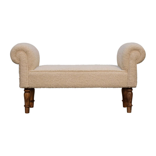 Boucle Cream Bench - Artisan Furniture