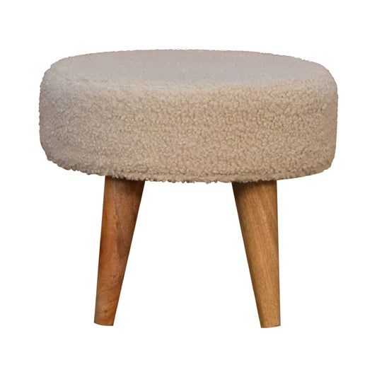 Cream Boucle Petite Footstool