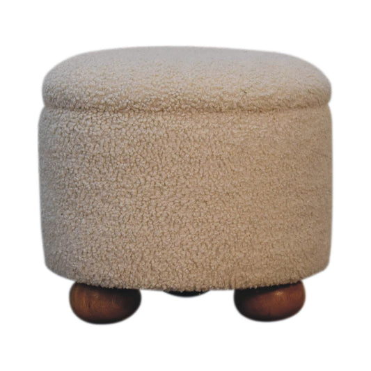 Cream Boucle Storage Footstool - Artisan Furniture