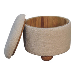 Cream Boucle Storage Footstool - Artisan Furniture